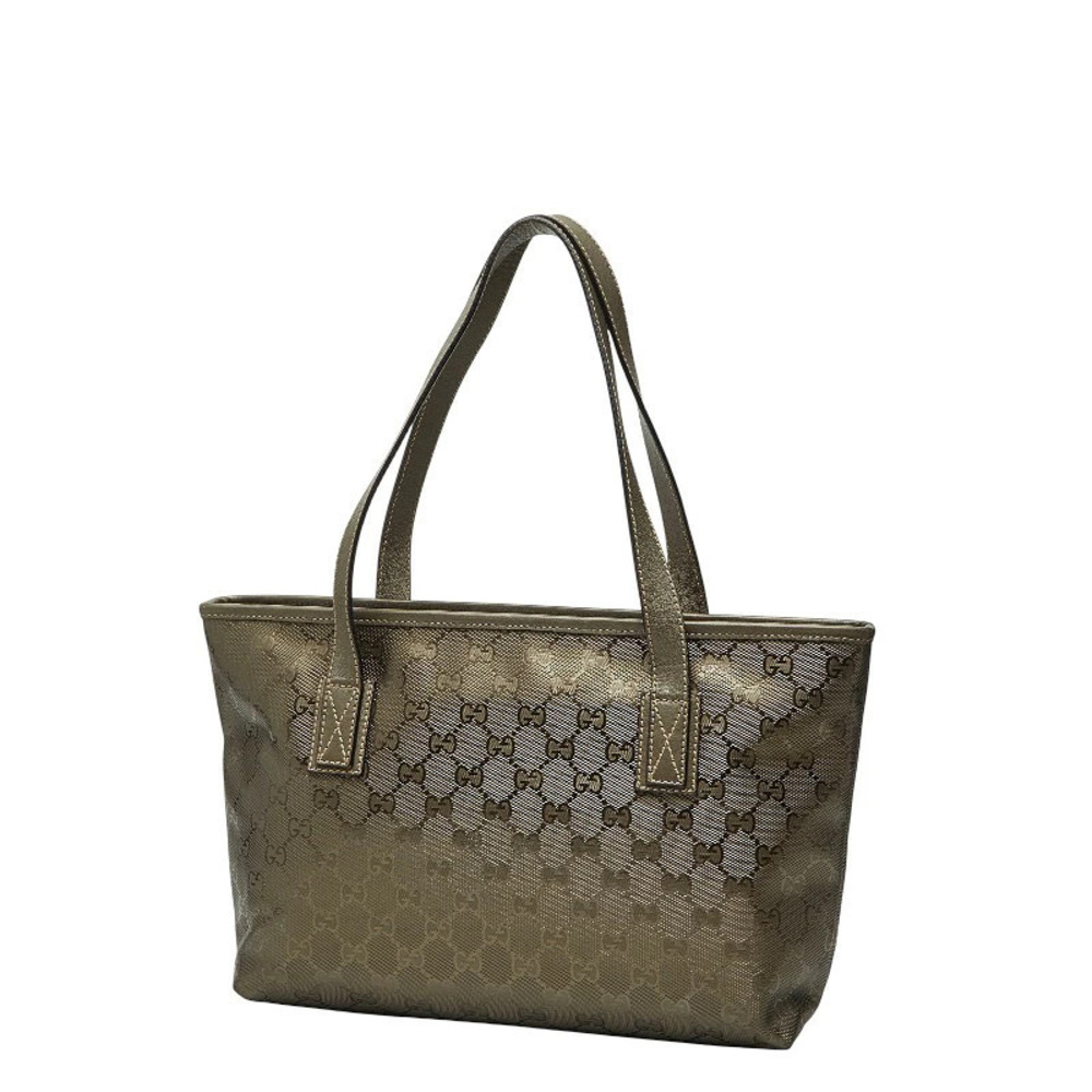 Gucci Gold Leather Handbag Imprime Tote GG Bag Gold